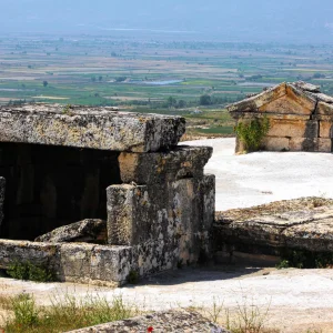 The Rock Sarcophagus and Tombs in Necropolis of Hierapolis  - Pamukkale