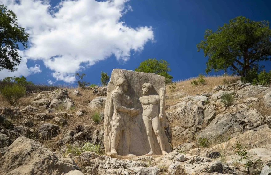 Arsameia Ruins King Antiochos l and Herakles handshake stele - Kahta - Adıyaman