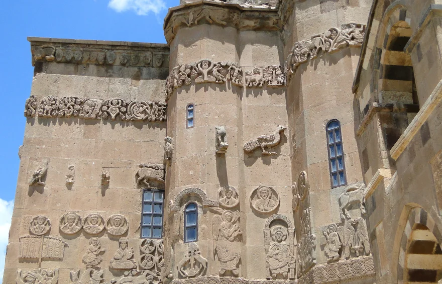 Bas Reliefs on Facade of Akdamar Church Lake Van - Turkey