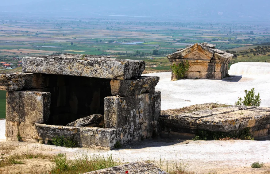 The Rock Sarcophagus and Tombs in Necropolis of Hierapolis  - Pamukkale